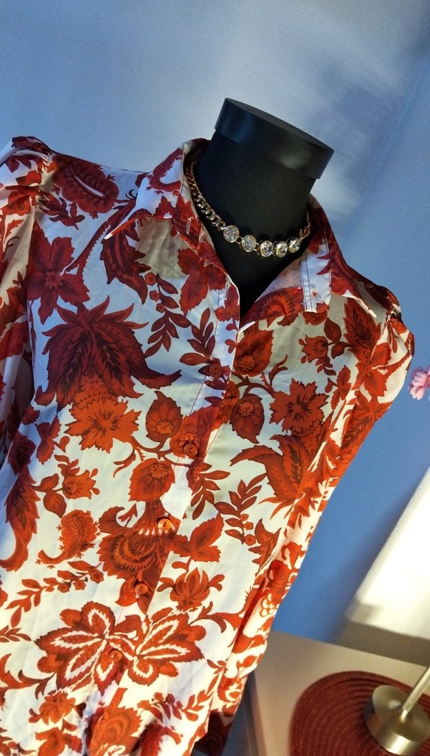 38/M beden, Kırmızı Desenli Bohem Kadın Gömlek - Görsel 5