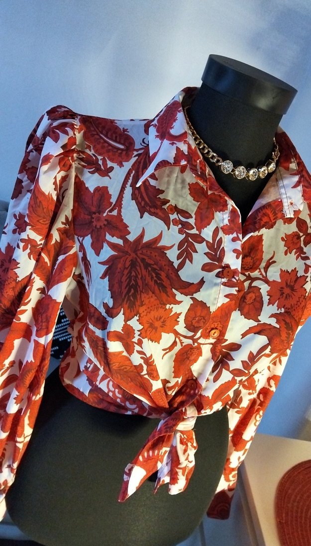 38/M beden, Kırmızı Desenli Bohem Kadın Gömlek - Görsel 2