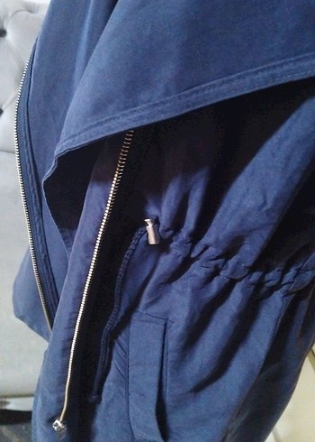 H&M 36/S beden, Lacivert Süet Kadın Ceket - Görsel 11