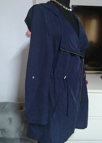 H&M 36/S beden, Lacivert Süet Kadın Ceket - Görsel 4