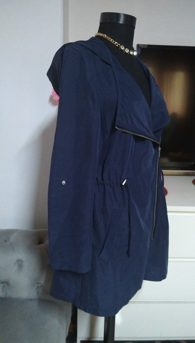 H&M 36/S beden, Lacivert Süet Kadın Ceket - Görsel 4