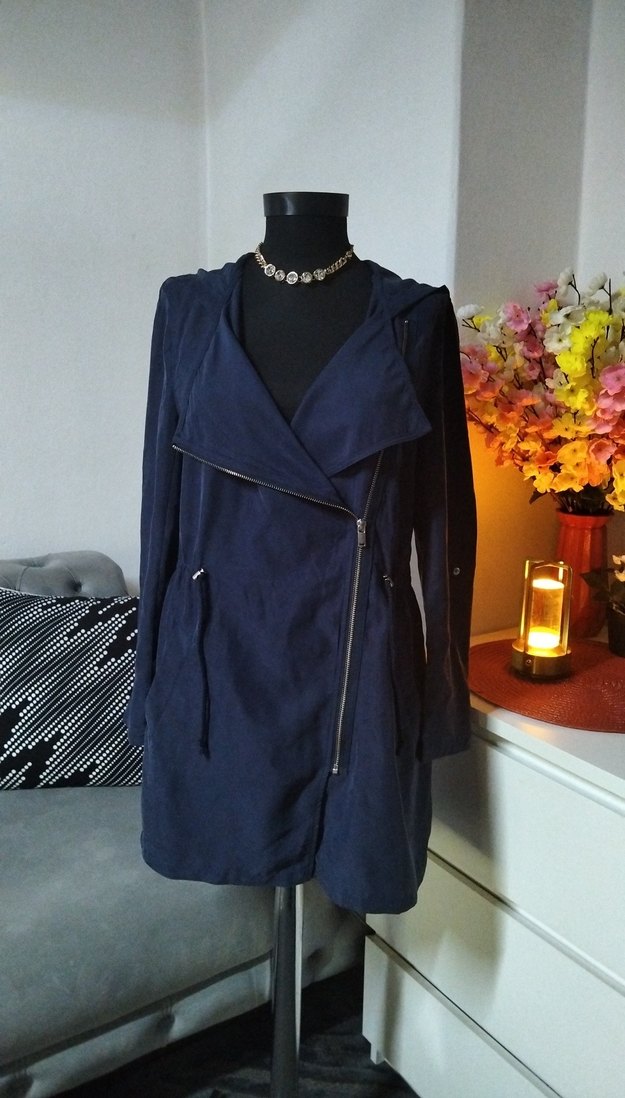 H&M 36/S beden, Lacivert Süet Kadın Ceket - Görsel 2