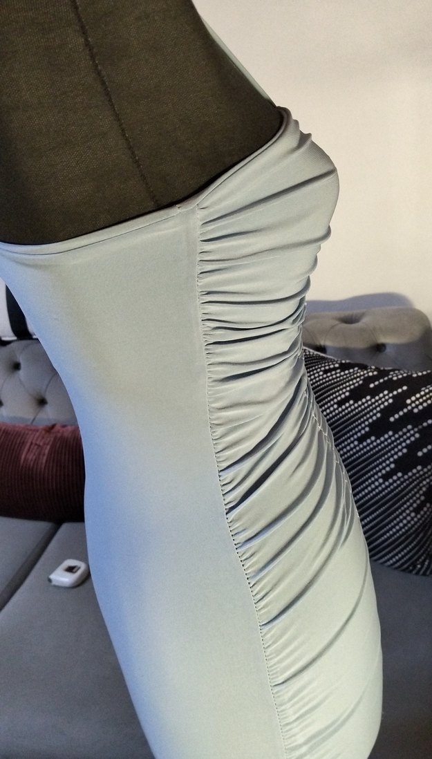 36/S beden, boy 65 cm MaviDrapeli İnce Askılı Uzun Abiye Elbise - Görsel 5