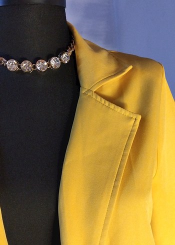 Sarı Uzun Kesim Kadın Blazer Ceket takımı, 36/S beden - Görsel 4