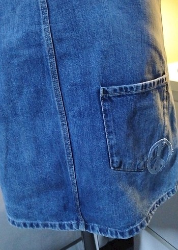 Zara 36/S beden, Mavi Fermuarlı Kot Tulum Elbise - Görsel 5