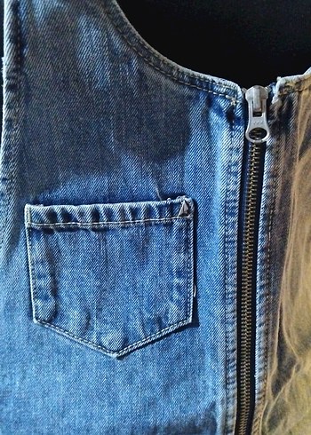 Zara 36/S beden, Mavi Fermuarlı Kot Tulum Elbise - Görsel 7