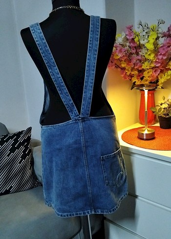 Zara 36/S beden, Mavi Fermuarlı Kot Tulum Elbise - Görsel 4