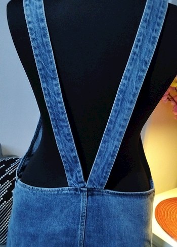 Zara 36/S beden, Mavi Fermuarlı Kot Tulum Elbise - Görsel 6