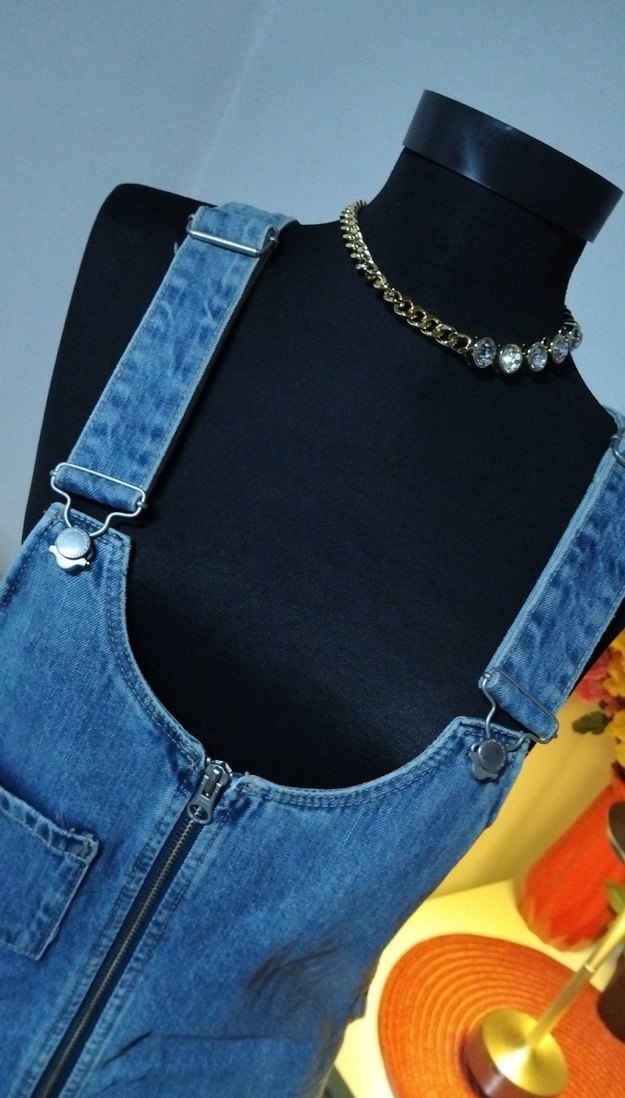 Zara 36/S beden, Mavi Fermuarlı Kot Tulum Elbise - Görsel 3