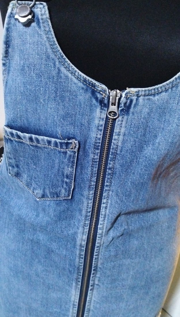 Zara 36/S beden, Mavi Fermuarlı Kot Tulum Elbise - Görsel 2