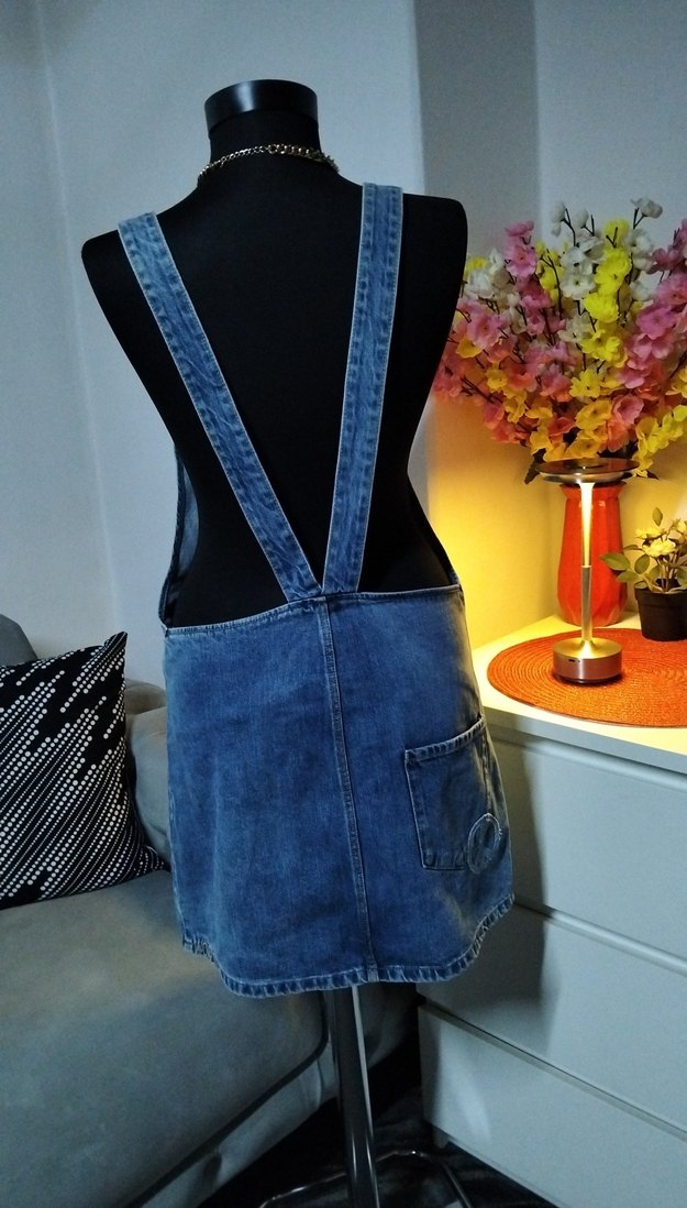 Zara 36/S beden, Mavi Fermuarlı Kot Tulum Elbise - Görsel 4