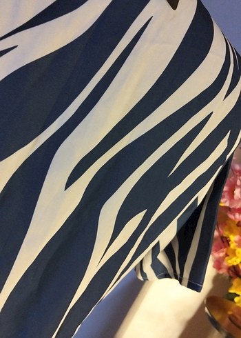 38/M beden boy 90 cm, Gri Zebra Desenli Tunik - Görsel 5