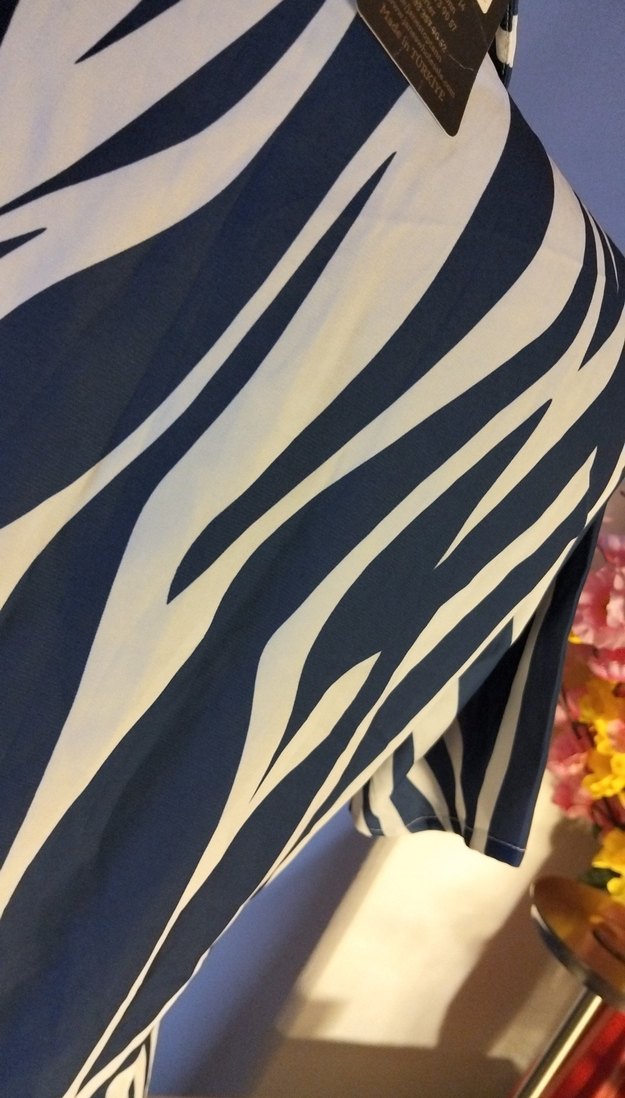 38/M beden boy 90 cm, Gri Zebra Desenli Tunik - Görsel 5