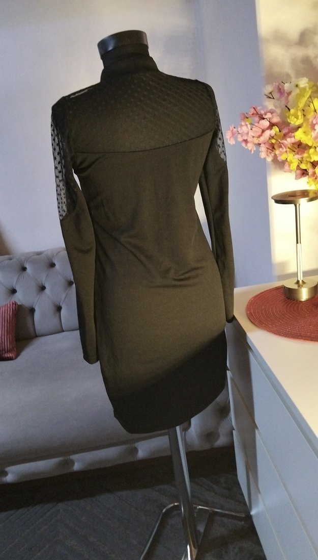 36/S beden boy 85 cm. Uzun Kollu Siyah Gotik Kadın Elbise - Görsel 4