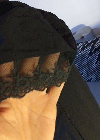 38/M beden boy 85 cm, Siyah Dökümlü Midi Gotik Elbise - Görsel 5