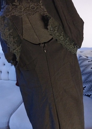 38/M beden boy 85 cm, Siyah Dökümlü Midi Gotik Elbise - Görsel 4