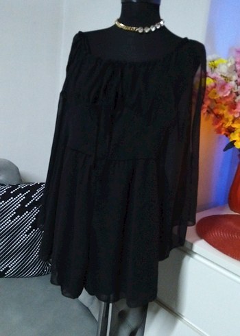 34/xs beden, Siyah Uzun Kollu Straplez Mini şort tulum - Görsel 3