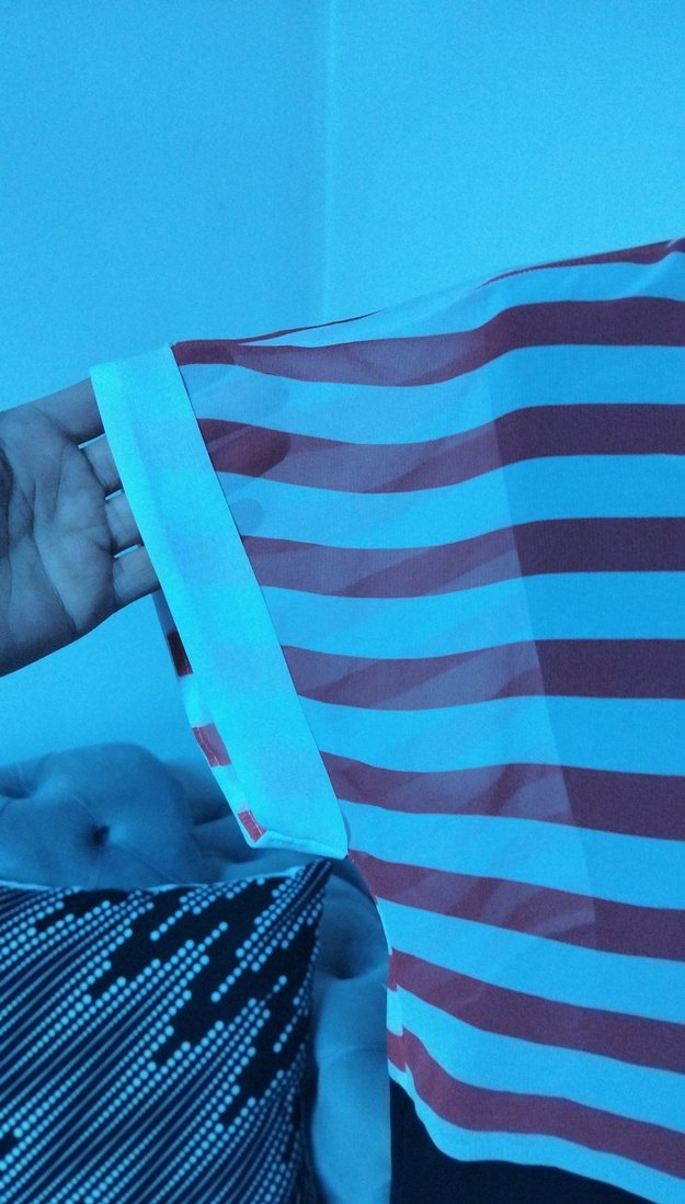 koton 38/M beden. Çizgili Düğmeli Kısa Kollu Mini Kadın Gömlek - Görsel 4