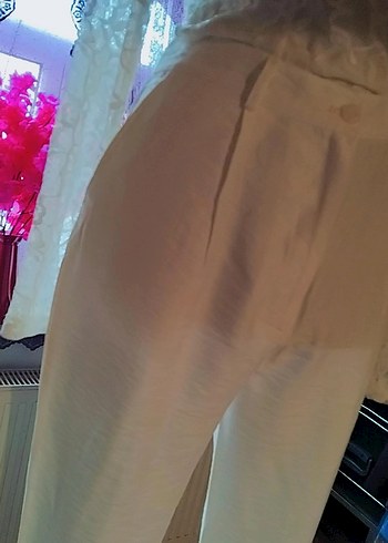 Şeffaf Beyaz Midi Kadın Pantolon - Görsel 2