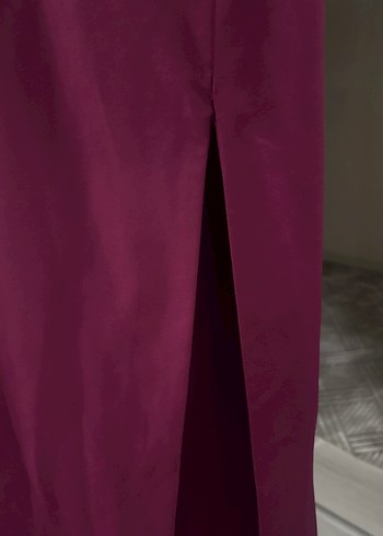 Bordo Drapeli Uzun Abiye Elbise - Görsel 3