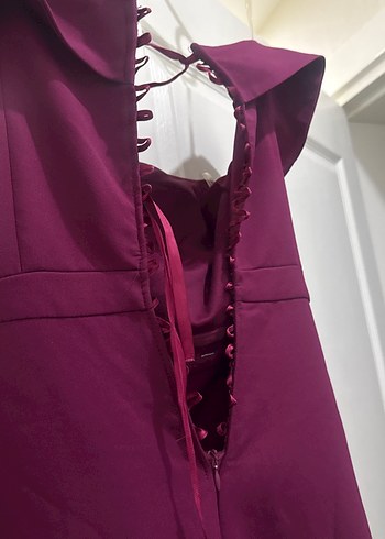 Bordo Drapeli Uzun Abiye Elbise - Görsel 4