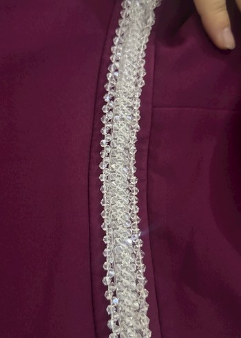 Bordo Drapeli Uzun Abiye Elbise - Görsel 2