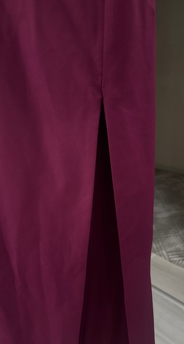 Bordo Drapeli Uzun Abiye Elbise - Görsel 3