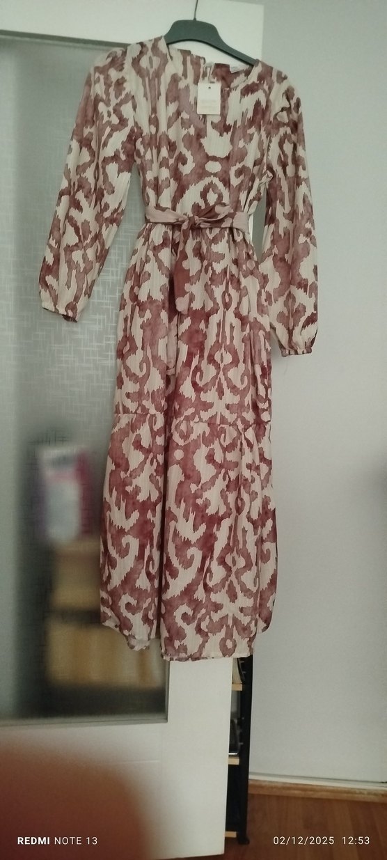 Bej Desenli Uzun Bohem Kadın Bluz - Görsel 4