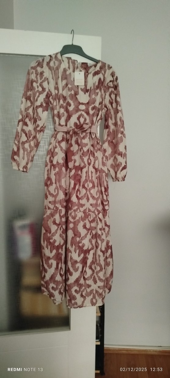 Bej Desenli Uzun Bohem Kadın Bluz - Görsel 3