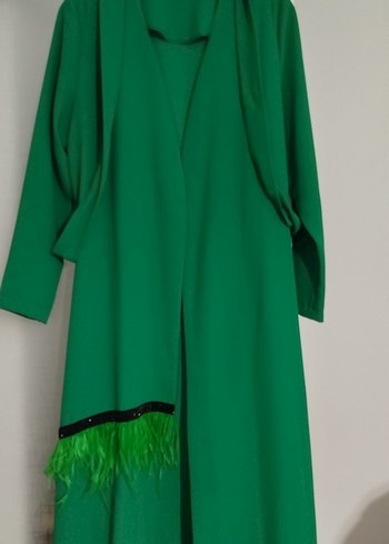 Yeşil Uzun Kollu Drapeli Kadın Elbise - Görsel 2