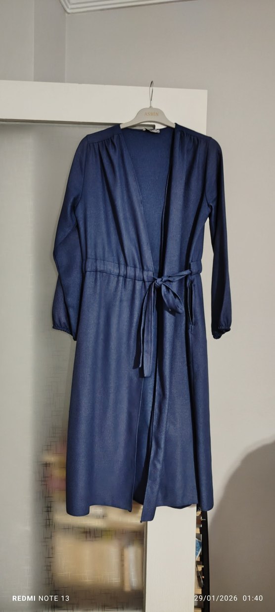 Lacivert Uzun Kollu Kadın Elbise - Görsel 2