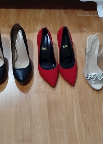 Kırmızı Tokalı Stiletto Topuklu Kadın Ayakkabı - Görsel 2