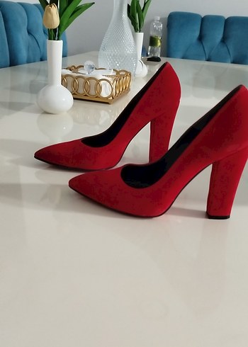 Kırmızı Elastik Topuklu Kadın Stiletto - Görsel 5