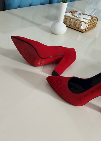 Kırmızı Elastik Topuklu Kadın Stiletto - Görsel 2
