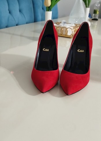 Kırmızı Elastik Topuklu Kadın Stiletto - Görsel 4