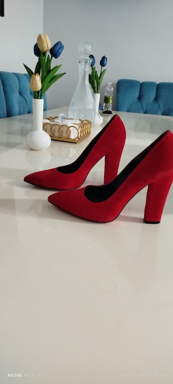Kırmızı Elastik Topuklu Kadın Stiletto - Görsel 5