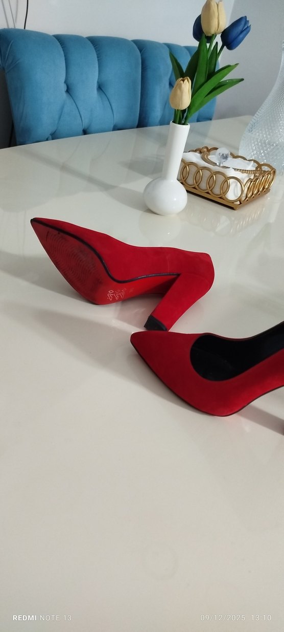 Kırmızı Elastik Topuklu Kadın Stiletto - Görsel 2