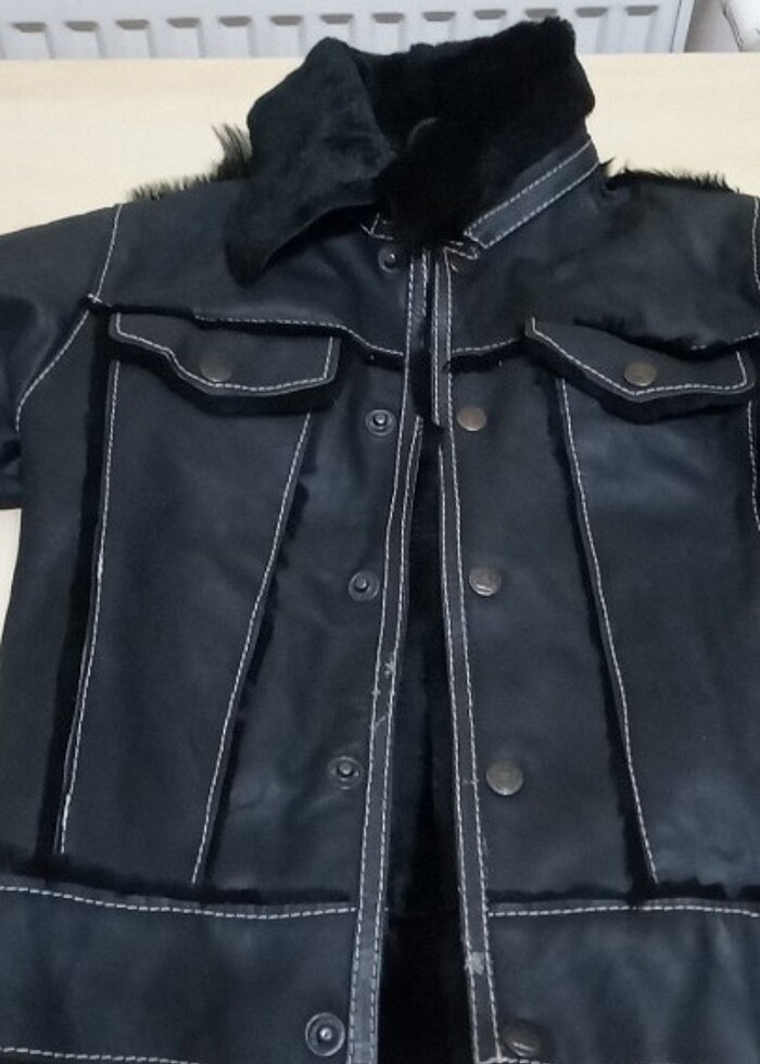 Kuzu derisi içi kuxu postu 0 koyun çocuk mont - Görsel 2