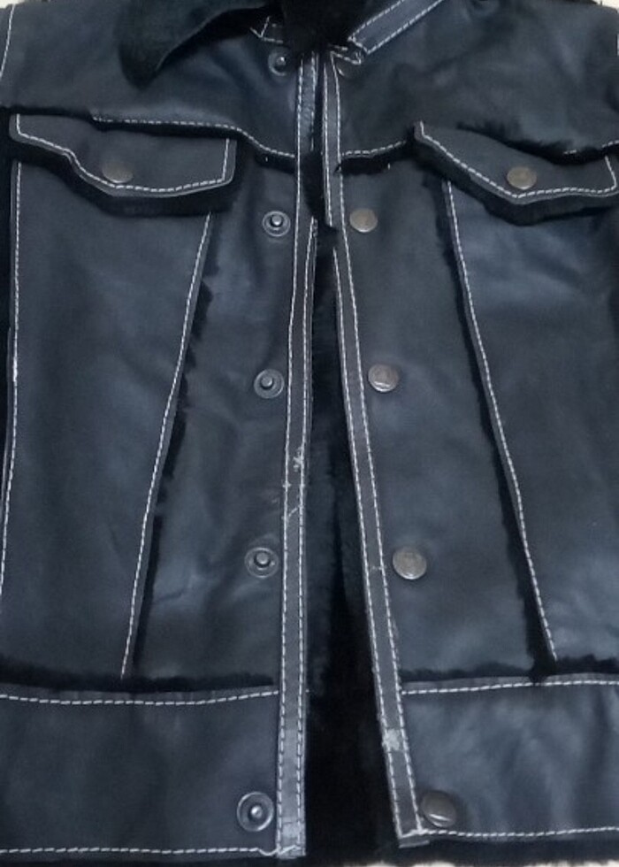 Kuzu derisi içi kuxu postu 0 koyun çocuk mont - Görsel 3