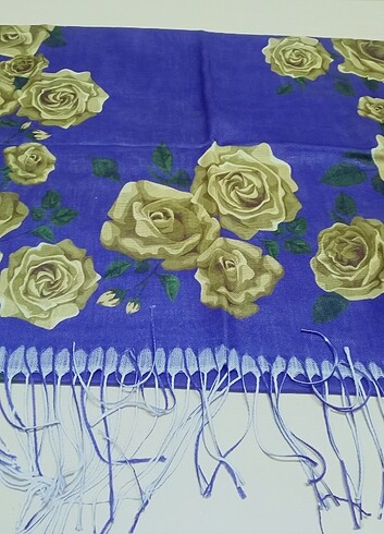  Beden Pamuk Canlı Büyük Gonca Gùl Desenli Şal 70*180 cm