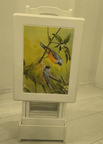Beyaz Katlanabilir Desenli Zigon Sehpa seti