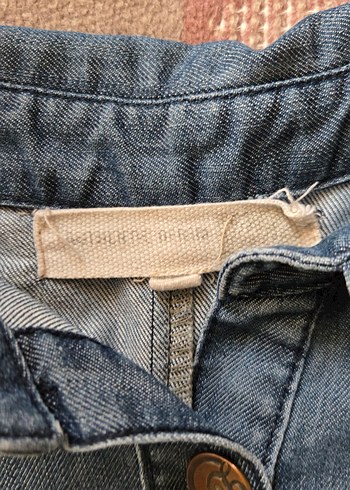 s Beden lacivert Renk Düğmeli Kot Mini Elbise