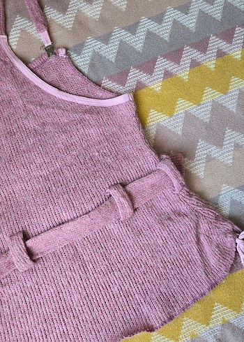 Pembe Örme Salopet - Görsel 7