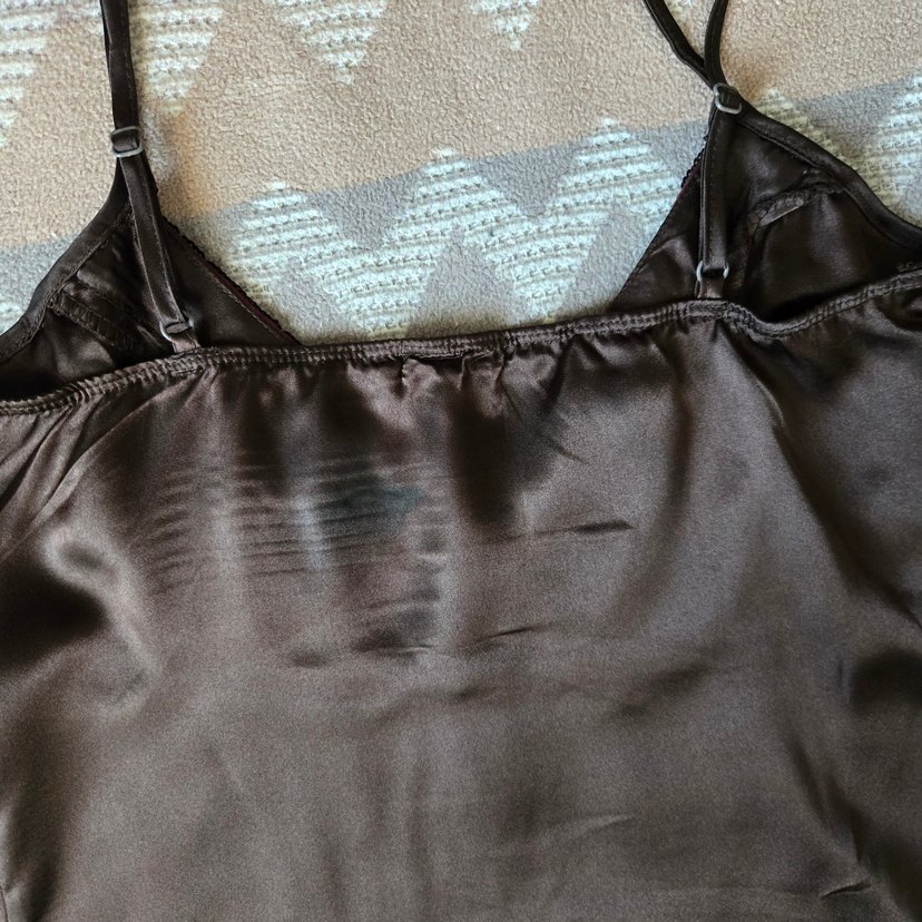 Kahverengi V Yaka Saten Büstiyer - Görsel 5