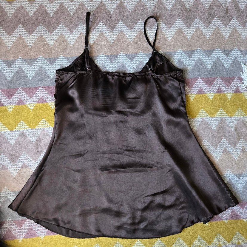 Kahverengi V Yaka Saten Büstiyer - Görsel 4