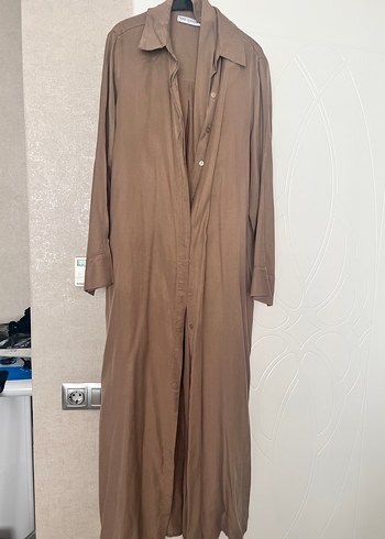 Bej Kadın Uzun Keten Elbise - Görsel 3