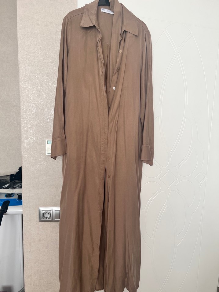 Bej Kadın Uzun Keten Elbise - Görsel 3