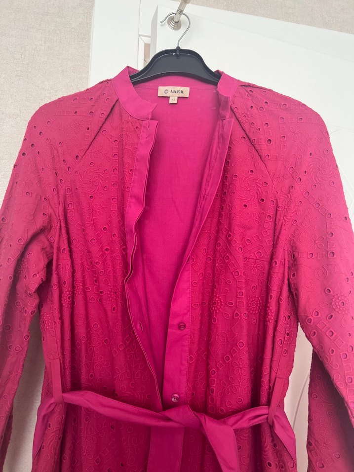 Uzun Pembe Brode elbise - Görsel 2