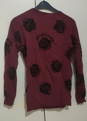 s Beden Bordo Baskılı Uzun Kollu Sweatshirt