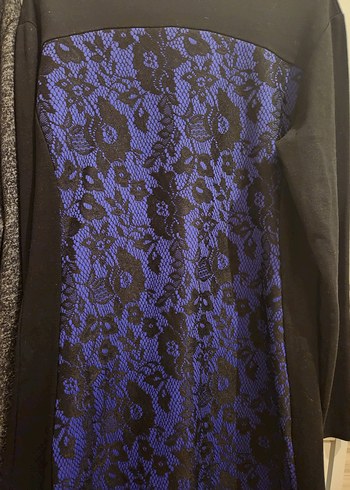 Gri Triko ve Lacivert dantel detaylı Midi Elbise ikisi tek fiyat - Görsel 3